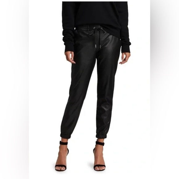 n:Philanthropy Scarlet Faux Leather Joggers Black , size Large - Picture 9 of 12